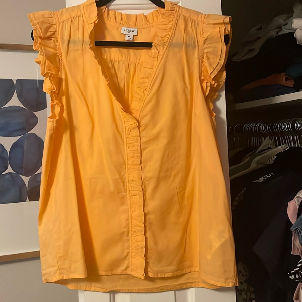 Jcrew Factory Melon Colored Ruffle Blouse Size Medium